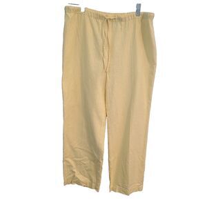 Selene Sport Butter Yellow Linen Rayon Pants M Drawstring Coastal Grandma Boho